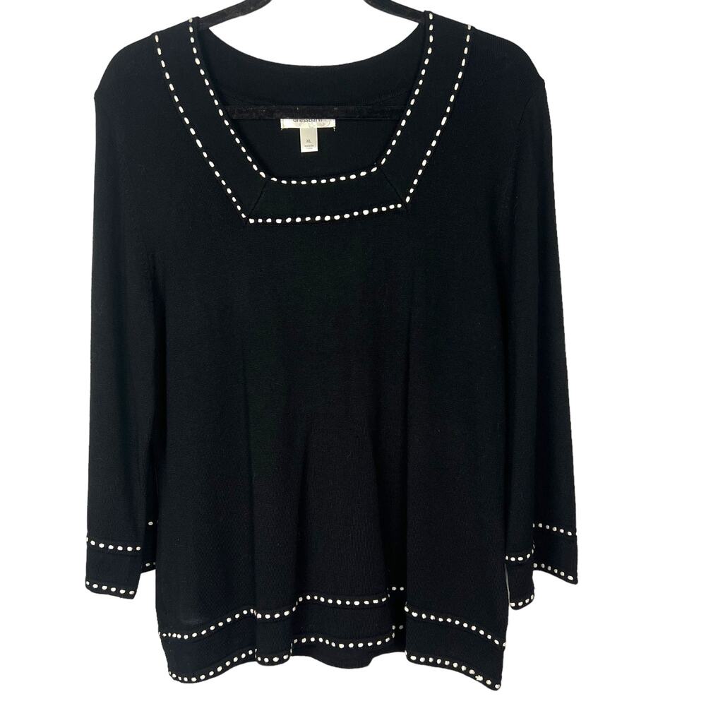 VINTAGE Woman’s Soft  Lightweight Square Neck Embroidered Sweater  XL